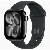 Apple Watch Series 11 GPS, 42mm Jet Black Aluminum Case with Black Sport Band - M/L