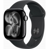 Apple Watch Series 11 GPS, 46mm Jet Black Aluminum Case with Black Sport Band - M/L