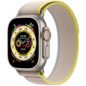 Apple Watch Ultra 49mm Titanium Case with Yellow/Beige Trail Loop S/M MNHD3